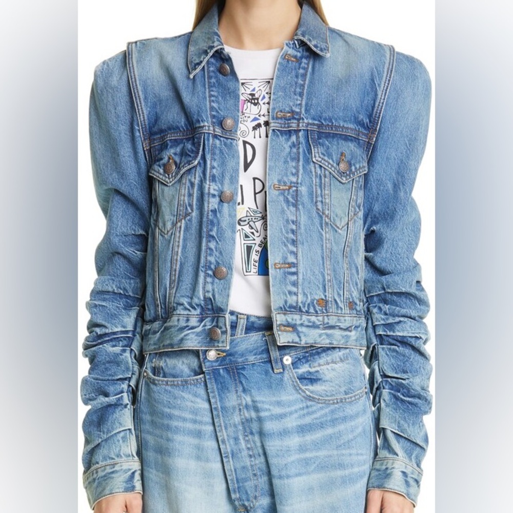 R13 Kelsey Shirred Denim Jacket Size M - Picture 4 of 9